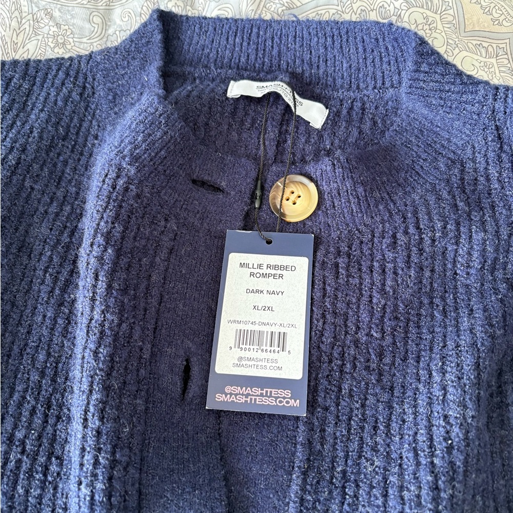 Smash + Tess Deep Blue Knit Jumpsuit - Picture 3 of 4